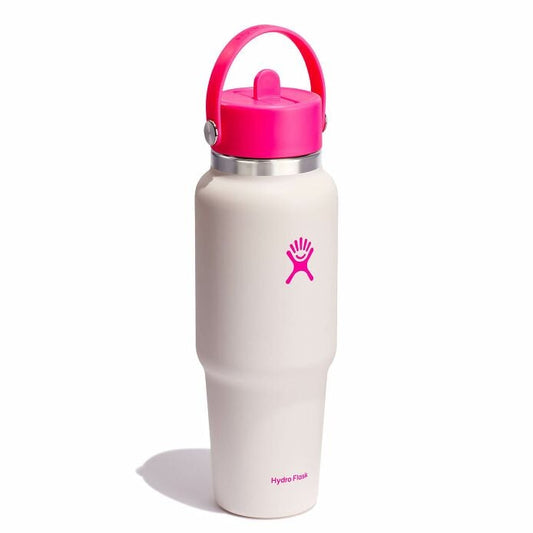 32 oz Wide Mouth Travel Bottle with Flex Straw Cap Neon Pink